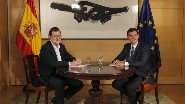 Mariano Rajoy y Albert Rivera durante su reunión en el Congreso esta semana.