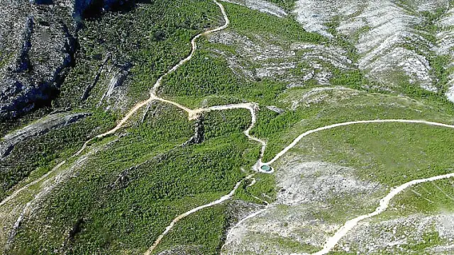 Manchas de pinar joven y zonas peladas en Castellote en foto aérea.