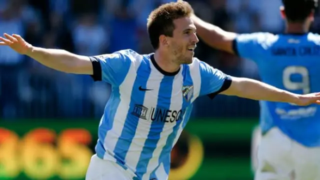 Camacho celebra un gol con el Málaga