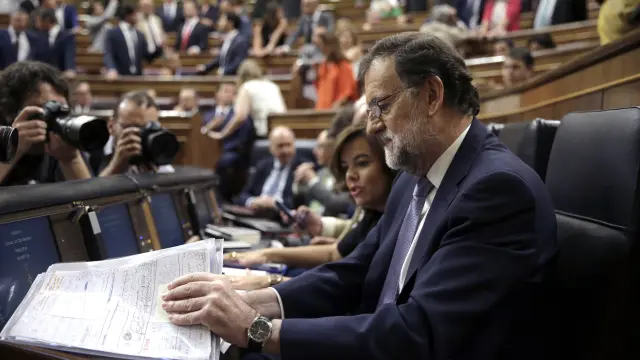 Rajoy en la segunda sesión del Debate de Investidura, este miércoles