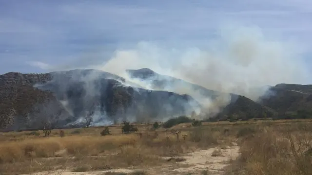 Incendio en una ladera de Cuarte