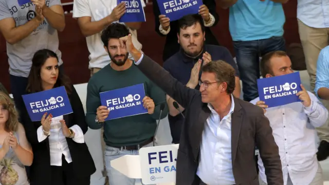 Núñez Feijóo durante un acto de campaña.