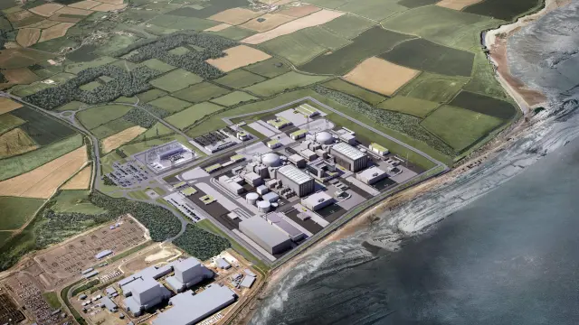 Recreación de la planta de energía nuclear Hinkley Point C.
