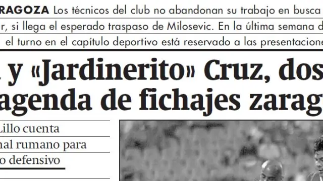 Apertura de página de la información del Real Zaragoza del 12 de julio de 2000.