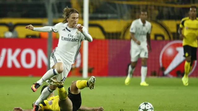 Luka Modric en el partido ante el Dortmund