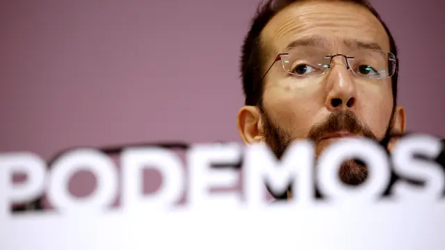 l secretario de Organización de Podemos, Pablo Echenique, durante una rueda de prensa