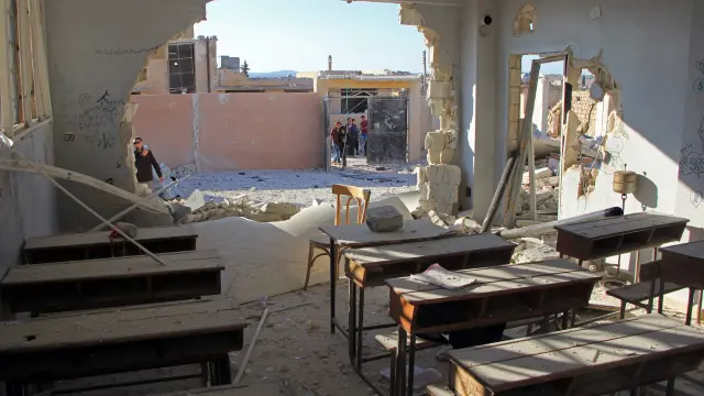 Escuela atacada en Idlib.