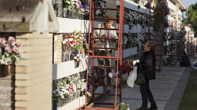 Los zaragozanos han empezado a depositar sus flores esta semana en en Torrero.