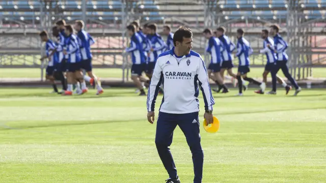 Raúl Agné, durante un entrenamiento en la Ciudad Deportiva del Real Zaragoza