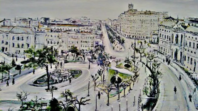 Uno de los cuadros de Javier Berne, presente en la primera exposición de la AVV Venecia