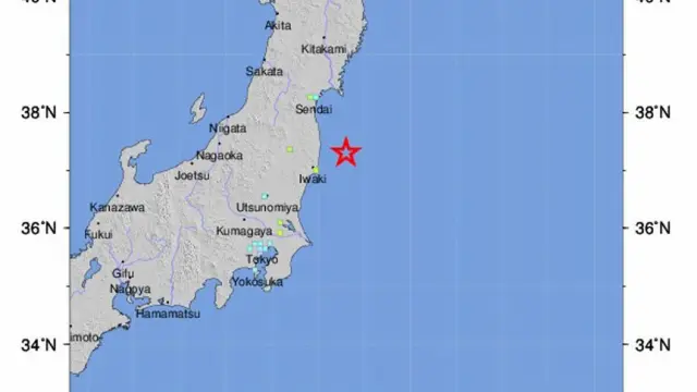 El seísmo tuvo su hipocentro a 10 kilómetros de profundidad en la costa de Fukushima, a unos 200 kilómetros de Tokio.