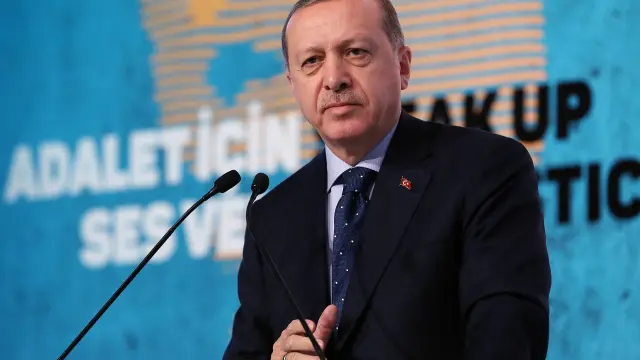 Erdogan durante una conferencia en Estambul.