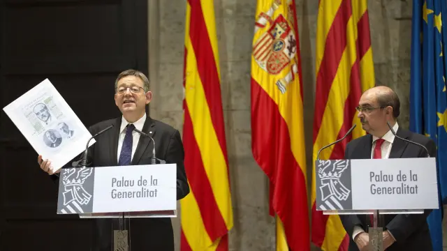 Ximo Puig, y el presidente de Aragón, Javier Lambán.