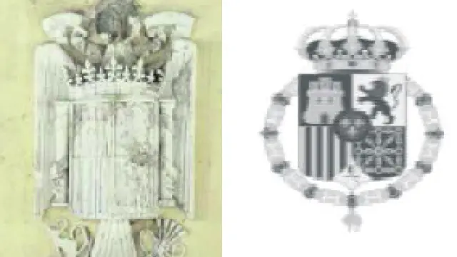 El escudo se encuentra en el muro sur del vestíbulo que se restaurará el verano de 2017