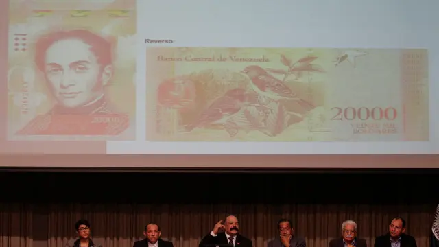 Presentación del nuevo billete de 20.000 bolívares en el BCV.