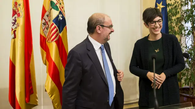El presidente aragonés ha recibido este martes a Barba en la sede del ejecutivo autonómico.
