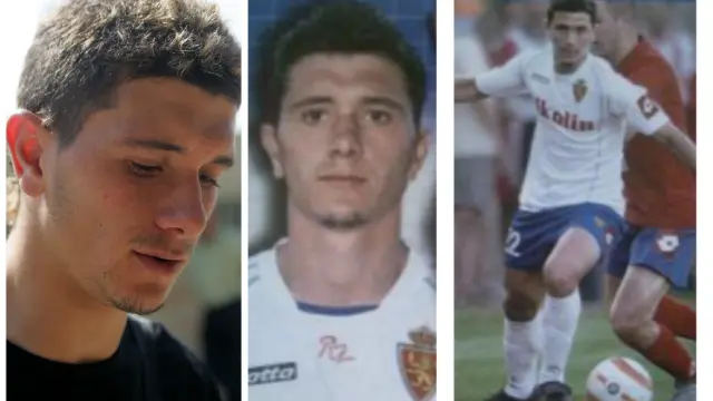 Piti, en su época incipiente como jugador del Real Zaragoza B en la Ciudad Deportiva y, en las otras imágenes, con el primer equipo zaragocista.