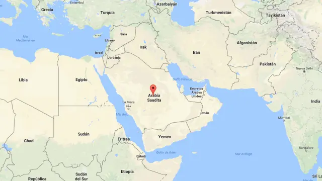 Localización geográfica de Arabia Saudí.