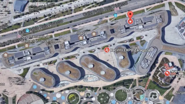 Vista aérea del recinto Expo, donde se pueden ver los edificios denominados 'cacahuetes'.
