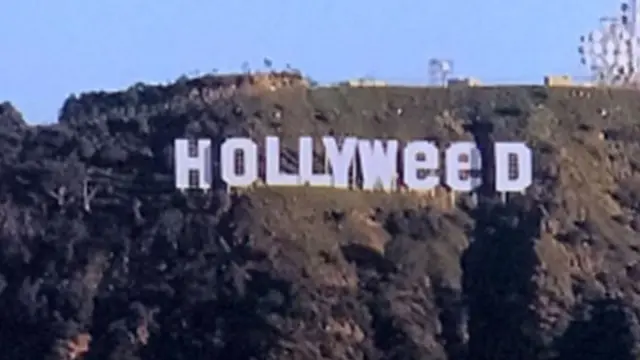 Cambian el letrero de Hollywood para que aluda a la marihuana