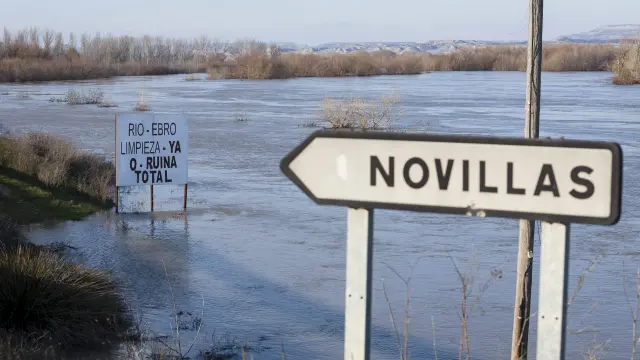 Imagen del río Ebro a su paso por Novillas tomada este miércoles.