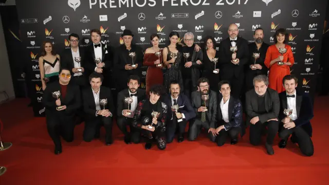 Los premiados de la IV edición de los Premios Feroz al finalizar la galaa