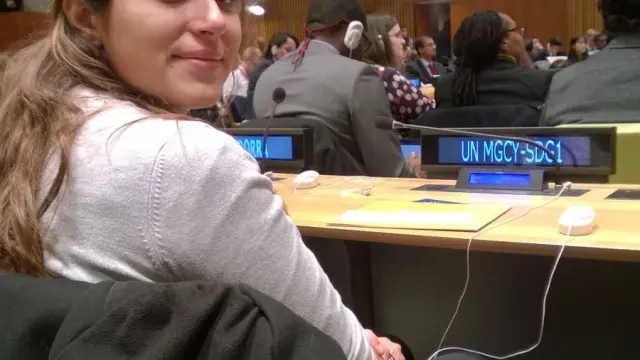 La zaragozana Yasmina Escudero, en el Foro de la ONU en Nueva York en el que ha participado.