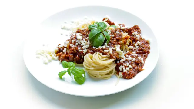 Un plato de la famosa receta de 'espagueti a la boloñesa'