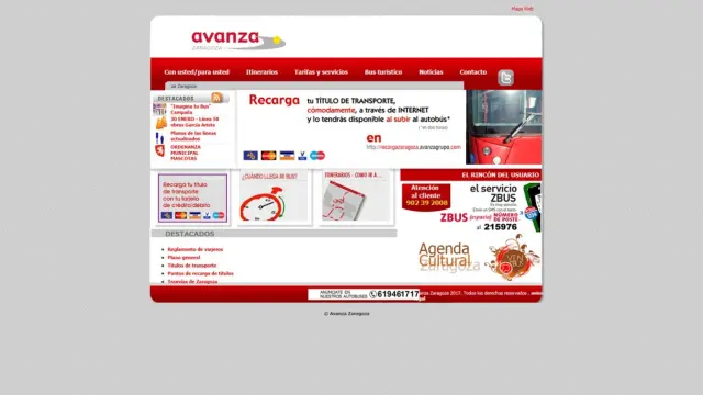 A través de la web de AVANZA se puede acceder al servicio de recarga online