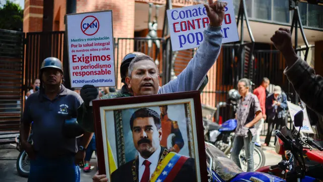 Manifestantes en apoyo a Maduro en Caracas