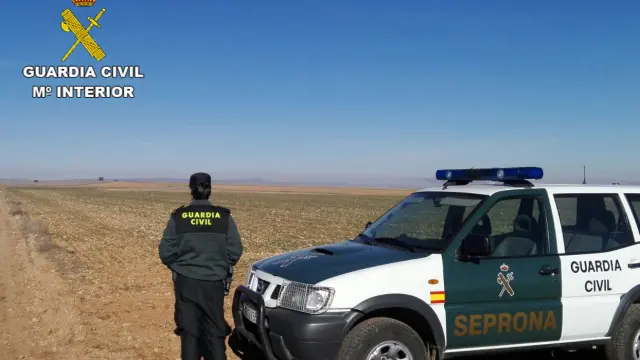 Un agente de la Guardia Civil, durante una intervención en la provincia de Teruel.