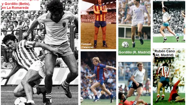 Algunos momentos históricos de las décadas de los setenta y los ochenta, con jugadores que actuaban siempre o mayormente con las medias abajo y sin espinilleras.