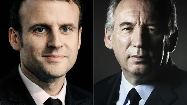 Macron y Bayrou en fotos de archivo.