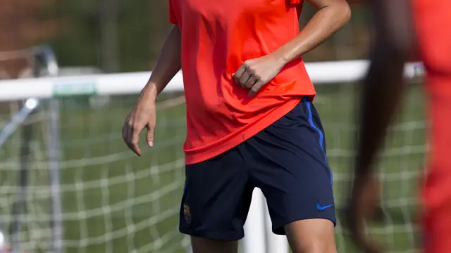 Bárbara Latorre, durante un entrenamiento con el Barça.