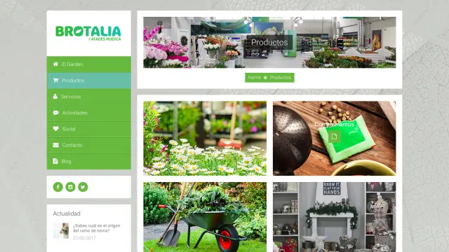 Así luce la nueva página web del centro de Jardinería de Atades en Huesca.