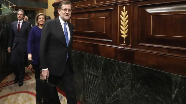 Mariano Rajoy a su llegada al hemiciclo del Congreso.