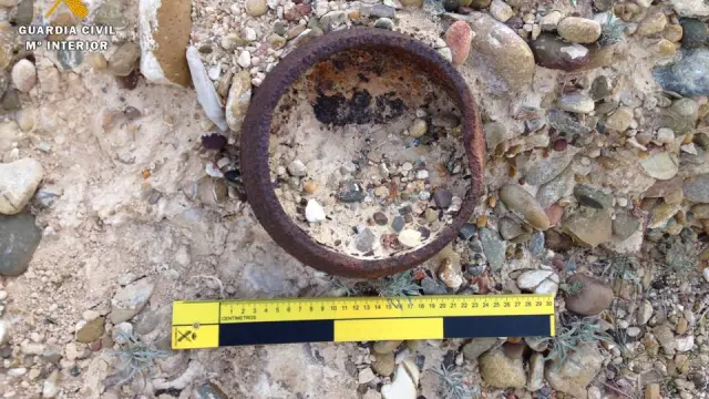 Parte posterior de la bomba de aviación encontrada en Fuentes de Ebro.