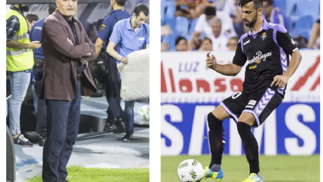 Paco Herrera (izda.) y Alberto Guitián (dcha.), en la anterior visita del Valladolid a Zaragoza esta temporada, en septiembre, en la Copa del Rey.