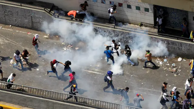 Protestas antigubernamentales este sábado en Caracas.