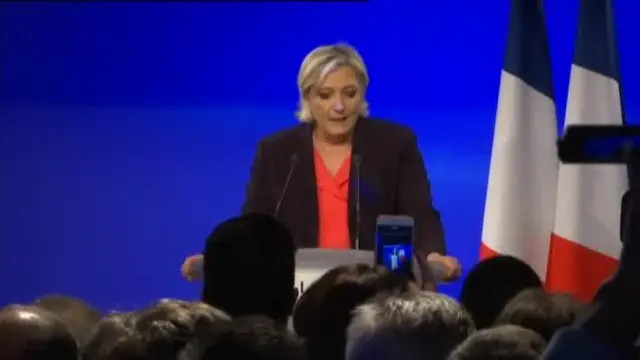 Marine Le Pen tras la victoria de Macron.