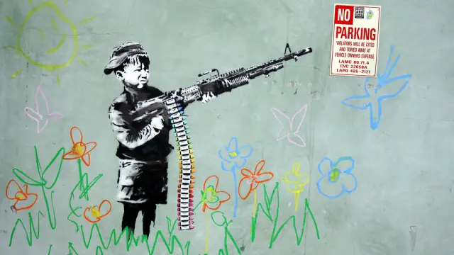 Una de las obras murales de Banksy.