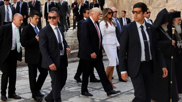 Donald Trump y su familia en una visita a Jerusalén.