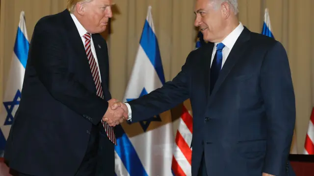 El presidente de Estados Unidos, Donald Trump, y el primer ministro de Israel, Benjamin Netanyahu,  en Jerusalén.