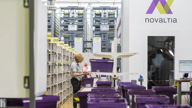 El almacén de Novaltia, empresa líder en Aragón en la distribución de medicamentos.