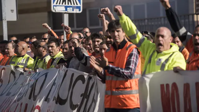 Huelga de estibadores en el puerto de Bilbao.