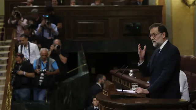 Mariano Rajoy responde a Irene Montero en el debate de la moción de censura.