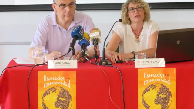 Jaime Sanaú y Cristina García, esta mañana durante la rueda de prensa.