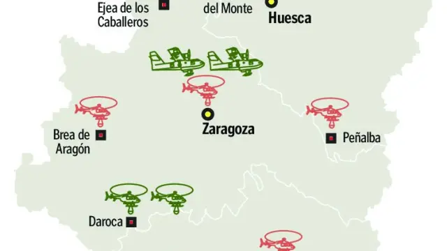 El despliegue antiincendios en Aragón.