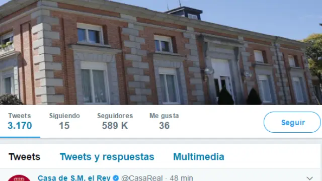 Mensaje de condolencia de la Casa del Rey en Twitter por el trágico incendio de Portugal.