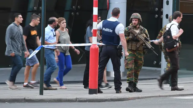 Despliegue de seguridad en el centro de Bruselas.